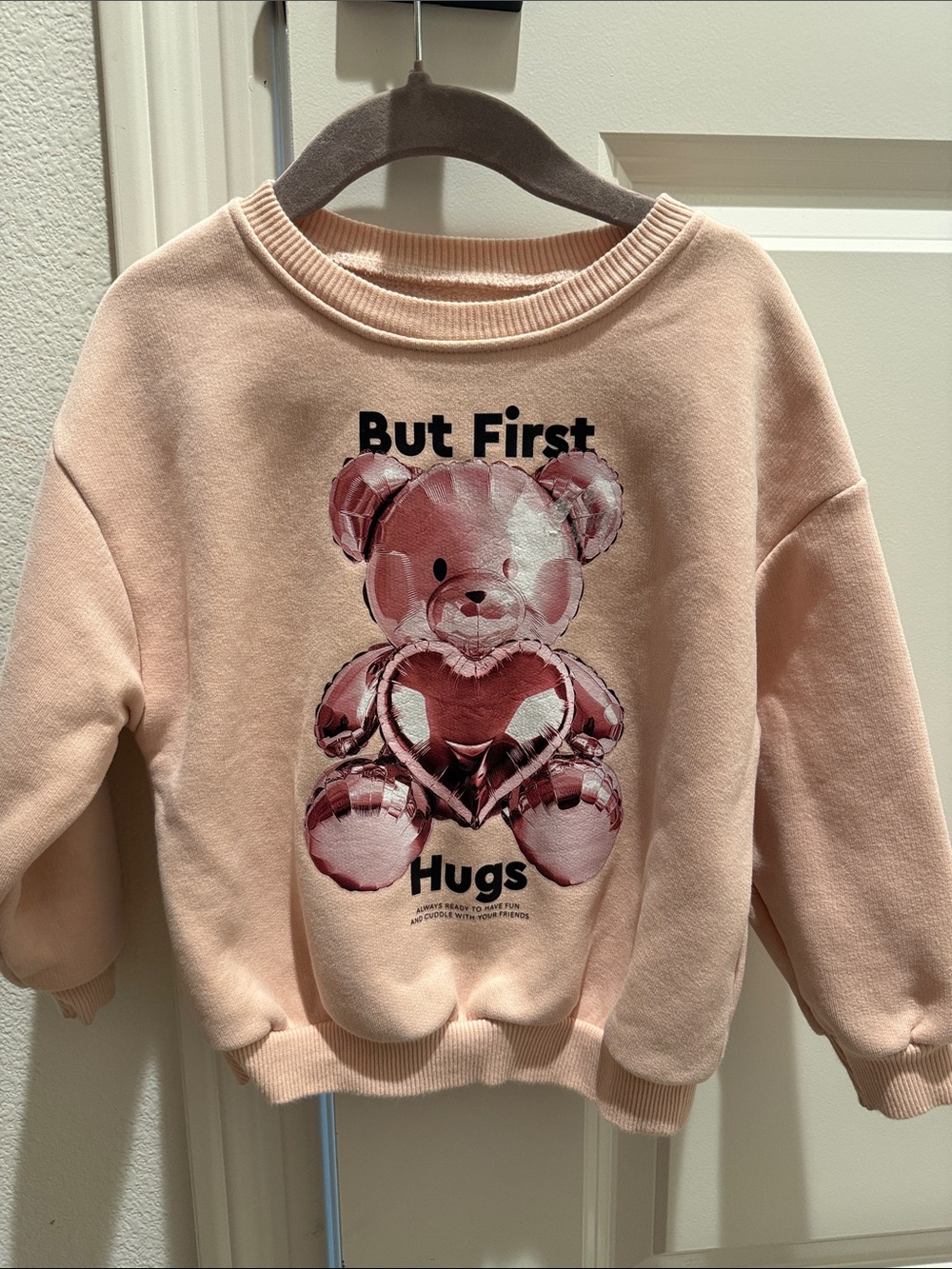 Zara Light Pink Teddy Heart Graphic Sweatshirt